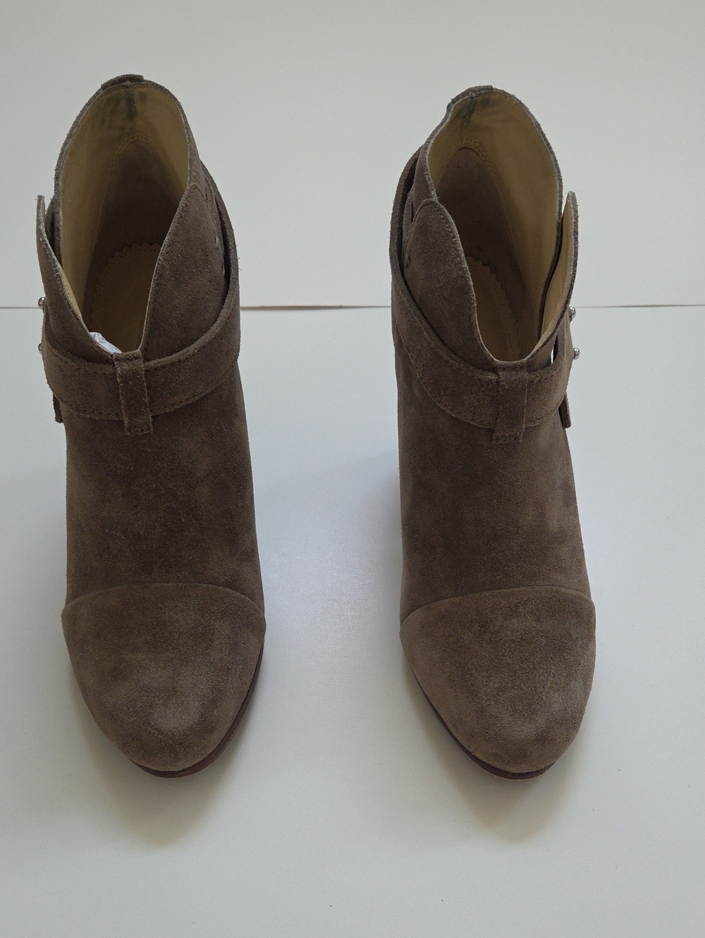 Rag & Bone Suede Taupe Ankle Boots with Buckle Strap